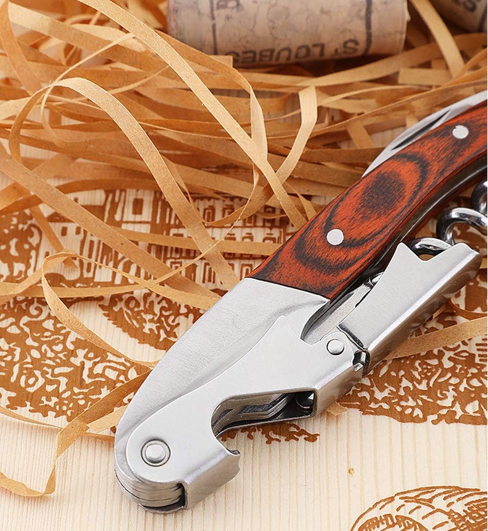 Professional Waiter Corkscrew Wine Key for Bartenders Set of 3,With Long Rosewood Handle Stainless