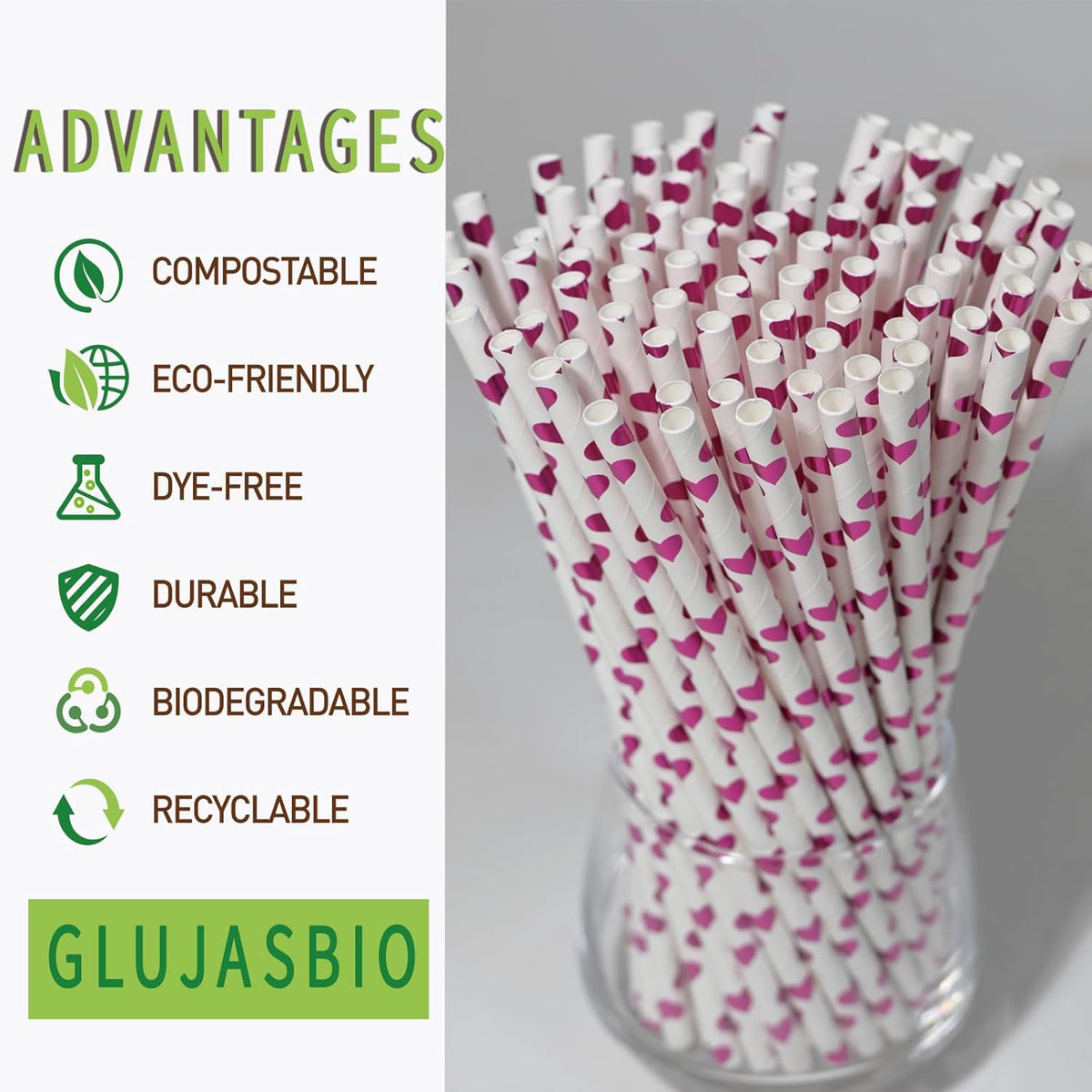 Paper Straws, Disposable Drinking Straws Biodegradable 7.75 inch,for Wedding Birthday Decorative