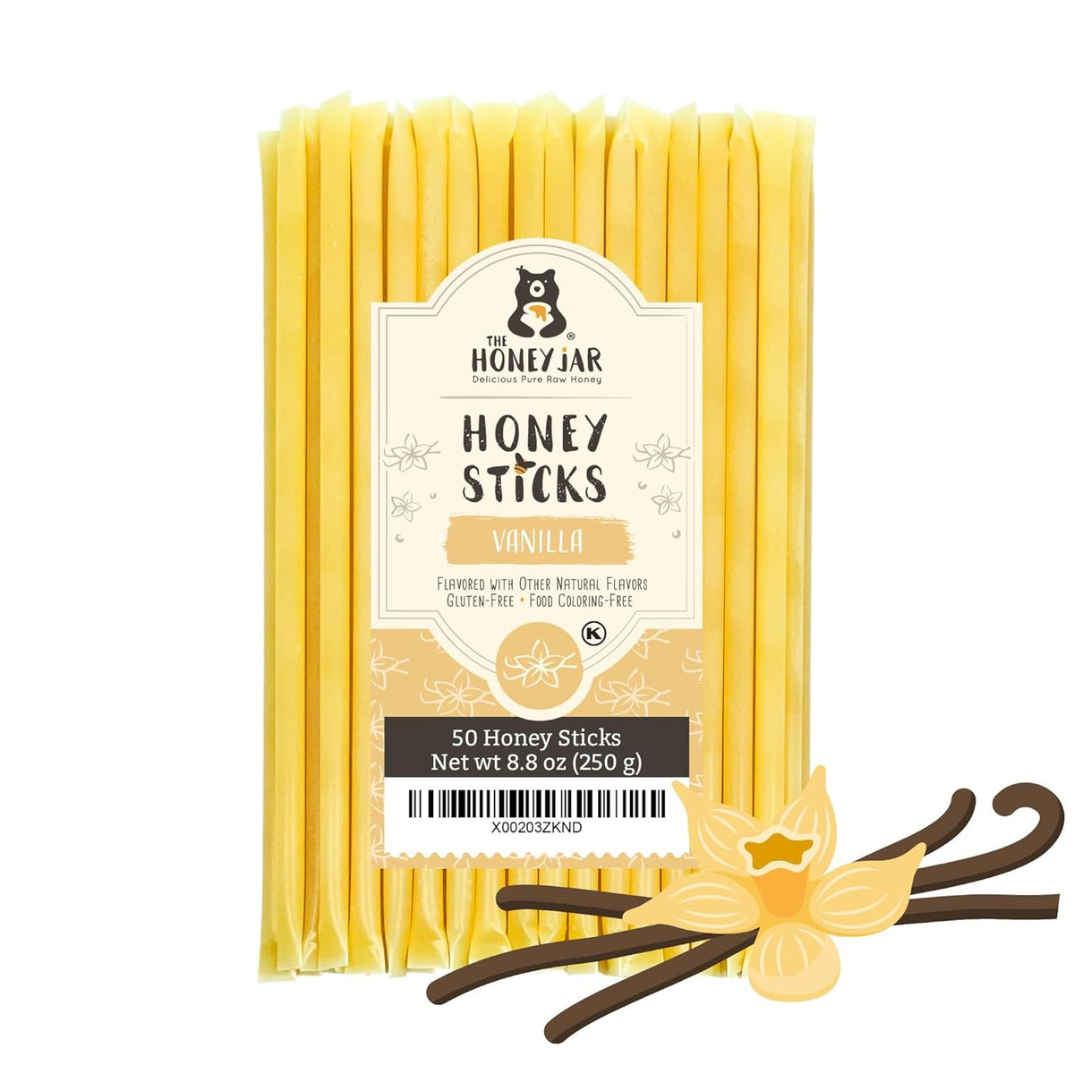 The Honey Jar Vanilla Flavored Honey Sticks - Pure Honey Straws For Tea, Coffee, or a Healthy Treat