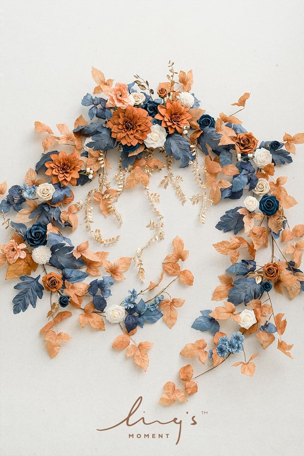Ling's Moment 9FT Eucalyptus & Willow Leaf Garland with White Flower, Handcrafted Wedding