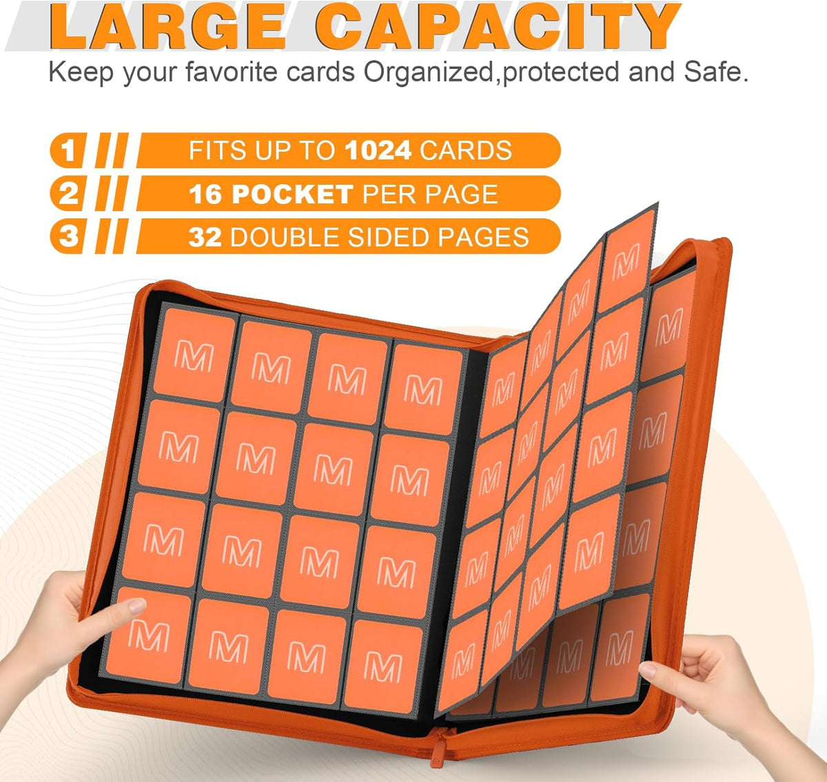 Premium Card Binder 16 Pocket,Trading Card Binder Holds up to 1000+Cards Sturdy Card Collection