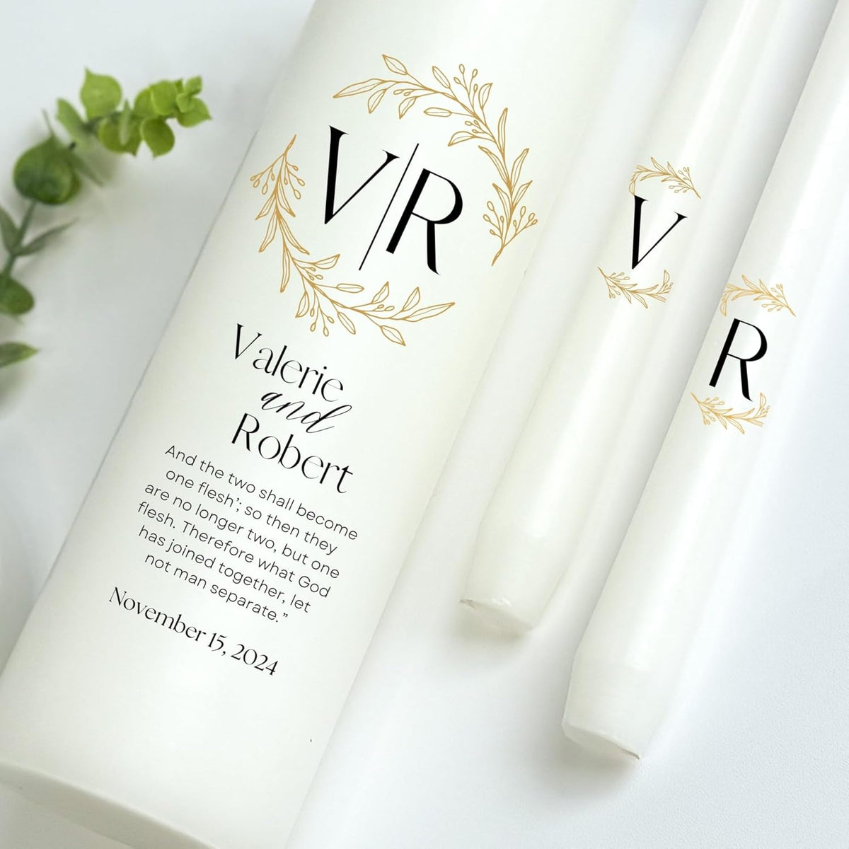 Unity Candles for Wedding, Modern Unity Set, Custom and Personalized Pillar and Taper Candles with
