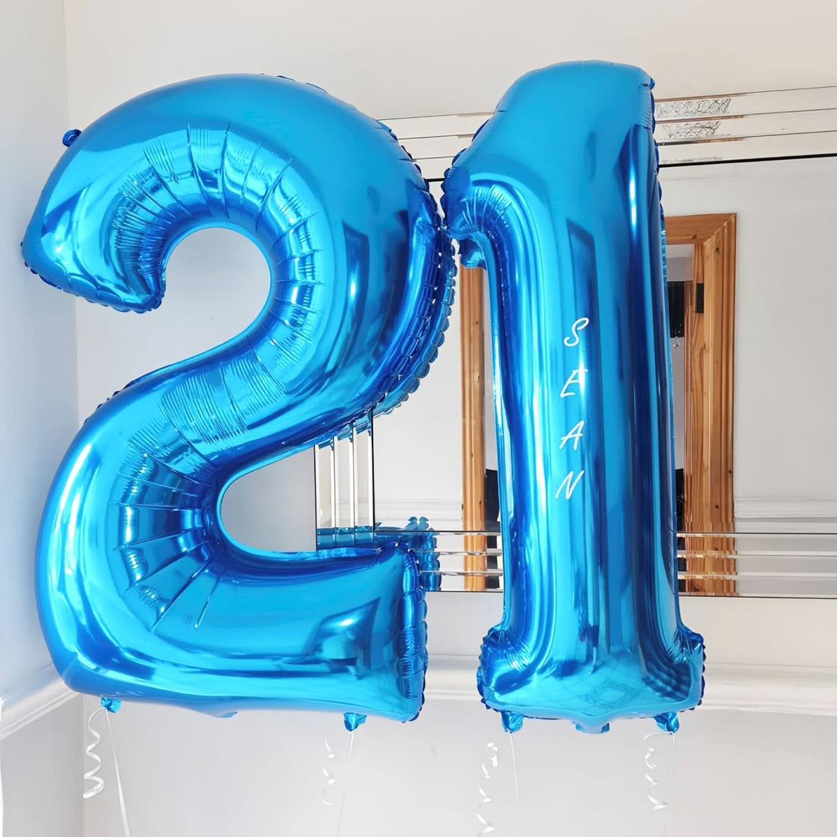 Blue 1 Balloon Number,40 Inch Number 1 Balloon Big Blue 1 Foil Mylar Helium Balloon for Birthday