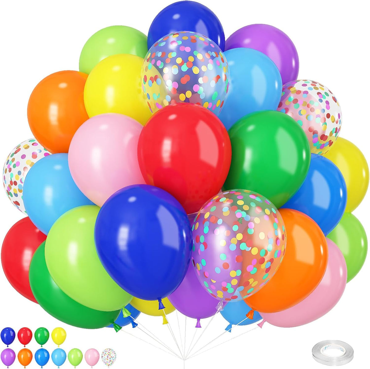 Colorful Balloons Rainbow Assorted Colors Balloons Set 12Inch Red Blue Yellow Green Pink Purple