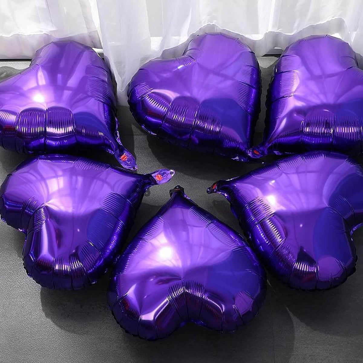 10Pcs Purple Foil Heart Shaped Balloons 18 Inch Mylar for Baby Shower, Wedding, Valentine