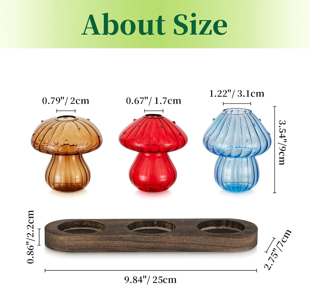 Glass Propagation Station for Plant: Mushroom Planter with Wooden Stand for Home Office Decor