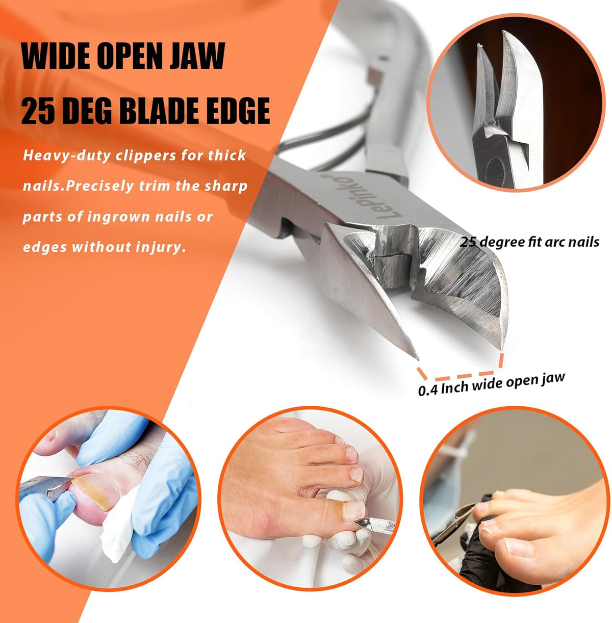 Heavy Duty Podiatrist Toenail Clippers for Thick and Ingrown Nails, Hand Forged Stainless Steel Toe