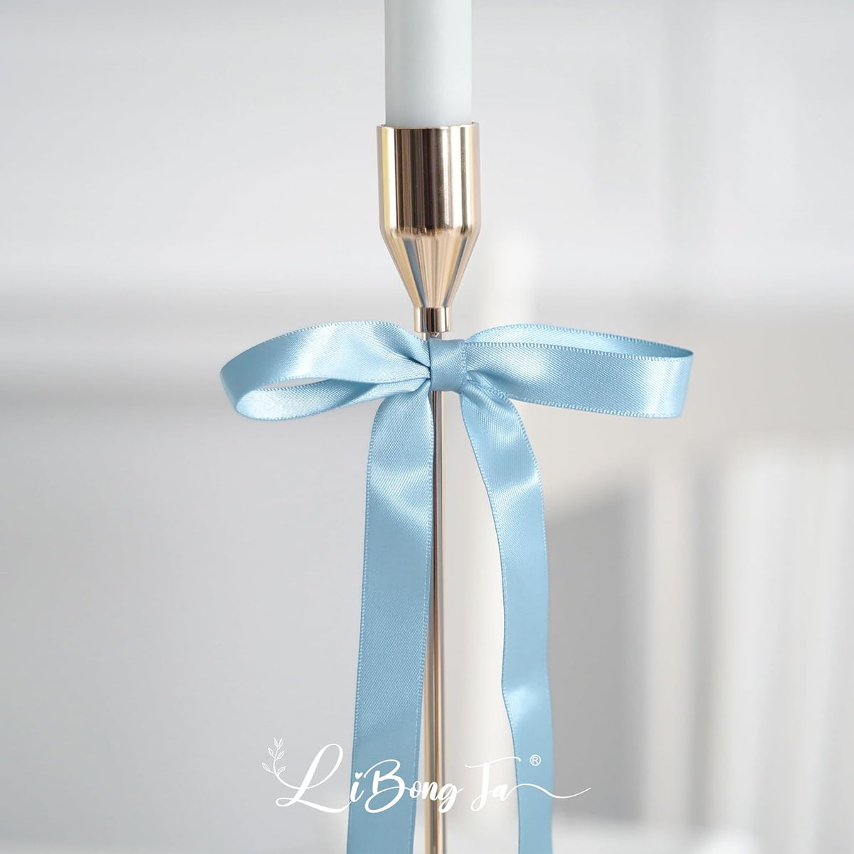 50 PCs Dusty Blue Bow 5 Inch Long Tail Bows for Gift Wrapping, Easter Bow Party Decorations, Twist
