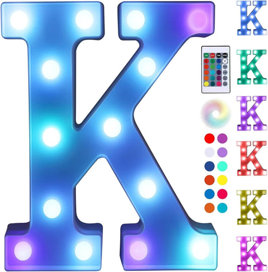 Foaky Colorful LED Letter Lights with Remote,Marquee Light Up Letters Sign for Night Light