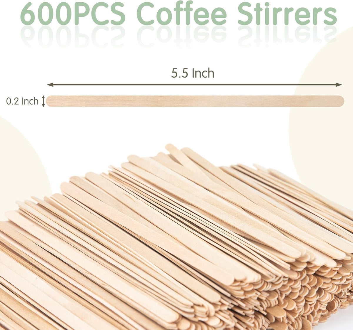 WISYOK 600 PCS Coffee Stirrers, 5.5 Inch Premium Birch Wood Sticks, Smooth Round Ends