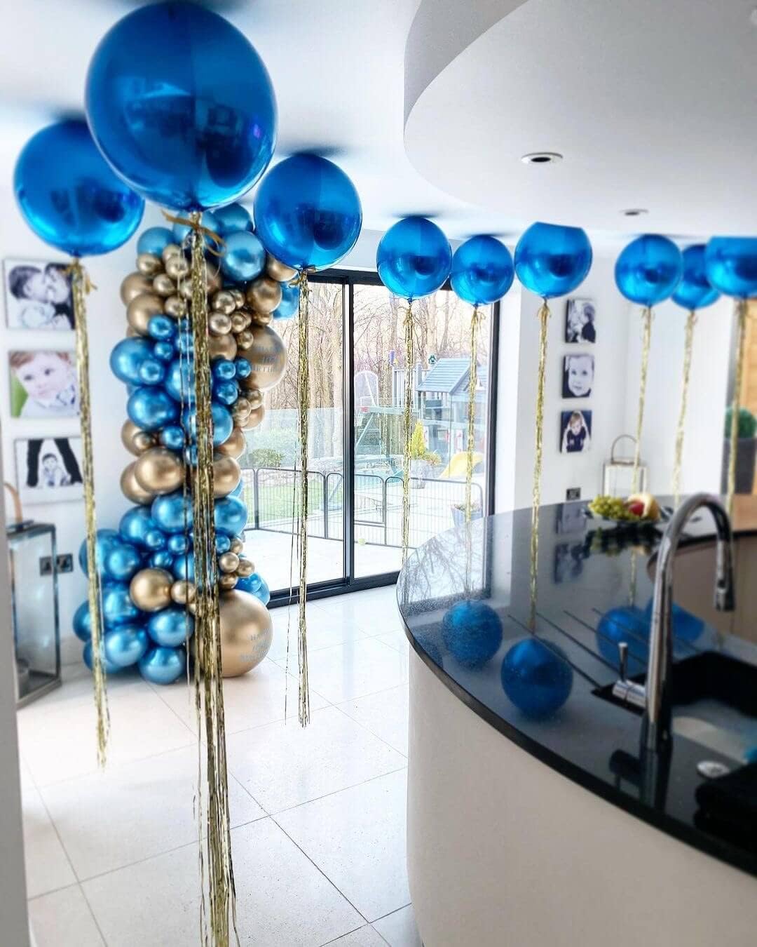LHOAVWE 6 Pack Blue 22 Inch 4D Big Round Foil Balloons for Wedding, Birthday, Bridal Shower, Baby