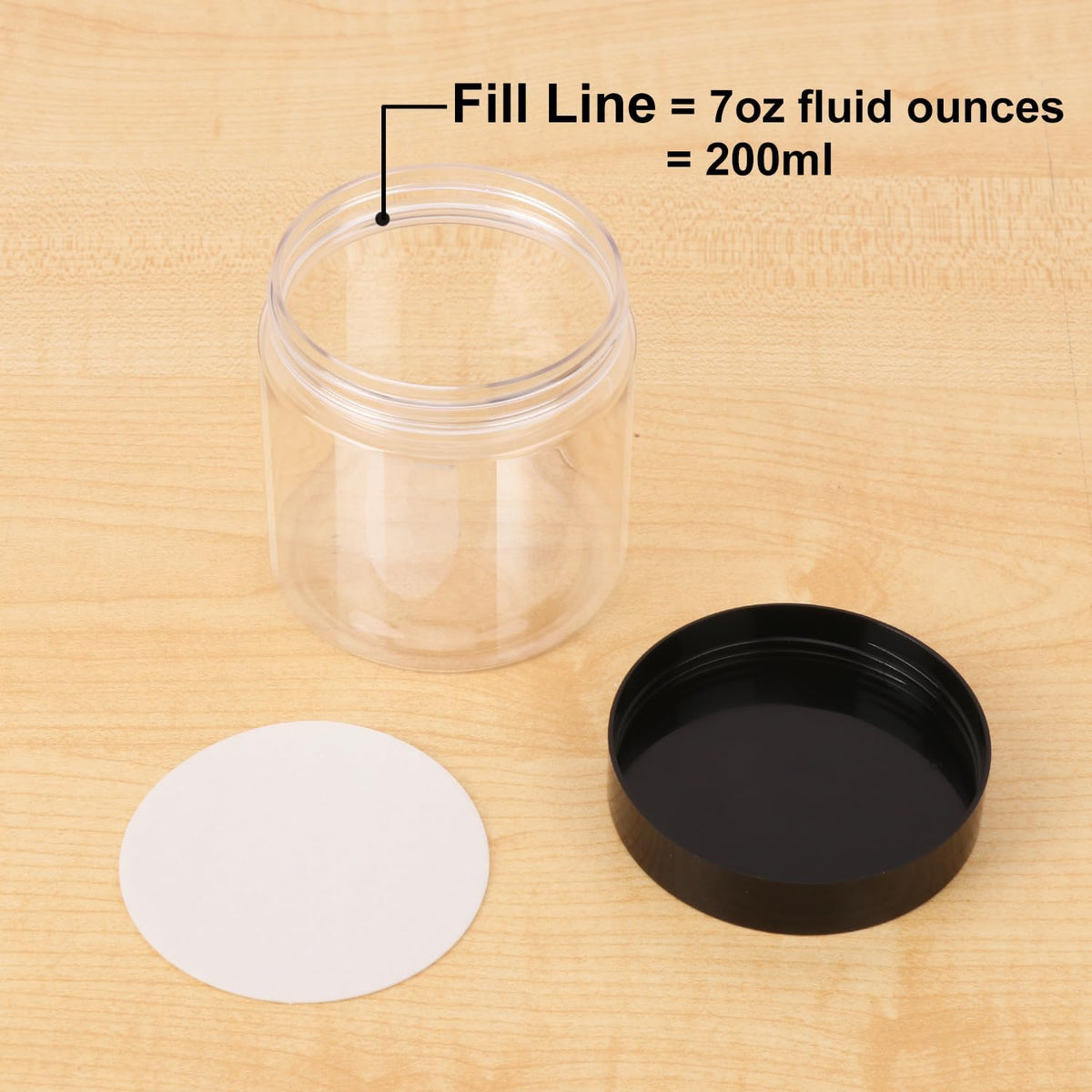 48 Packs 6 OZ Transparent Plastic Jars with black Lids, Body Butter Containers, Cosmetic Containers