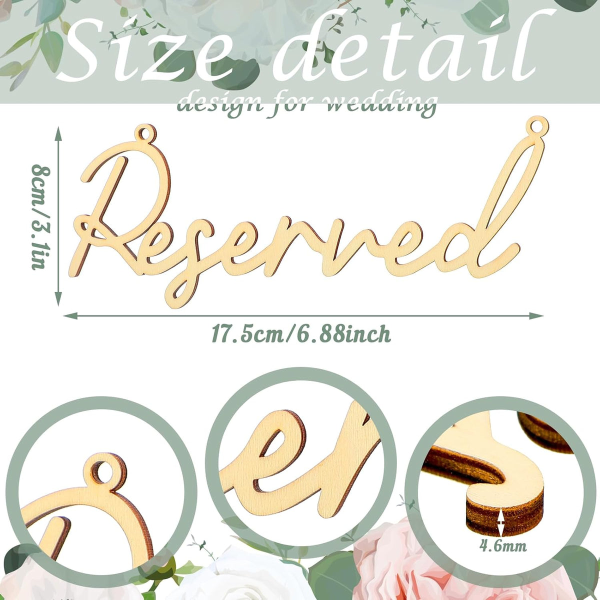12 Pcs Reserved Seating Signs for Wedding Chairs Hanging Wooden Rustic Reserved Row Signs with Rope