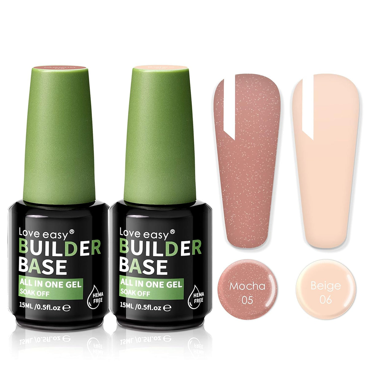 Salon-Grade Builder Gel (Beige + Mocha) - Hypoallergenic Strong Base Coat | Long-Lasting Adhesion