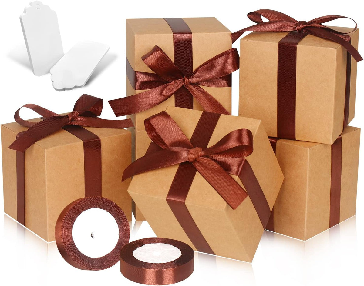 Brown Gift Boxes 5x5x5, 30 Pack Paper Gift Boxes with Lids for Gift, Bridesmaid Proposal Box