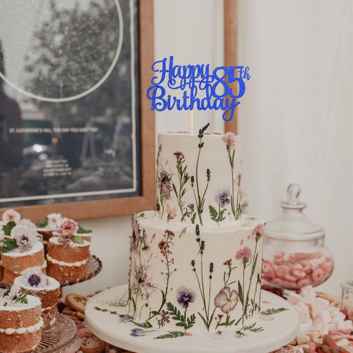 1 PCS Happy 85th Birthday Cake Topper Glitter Cheers to 85 Years Birthday Cake Pick Eighty Five 85
