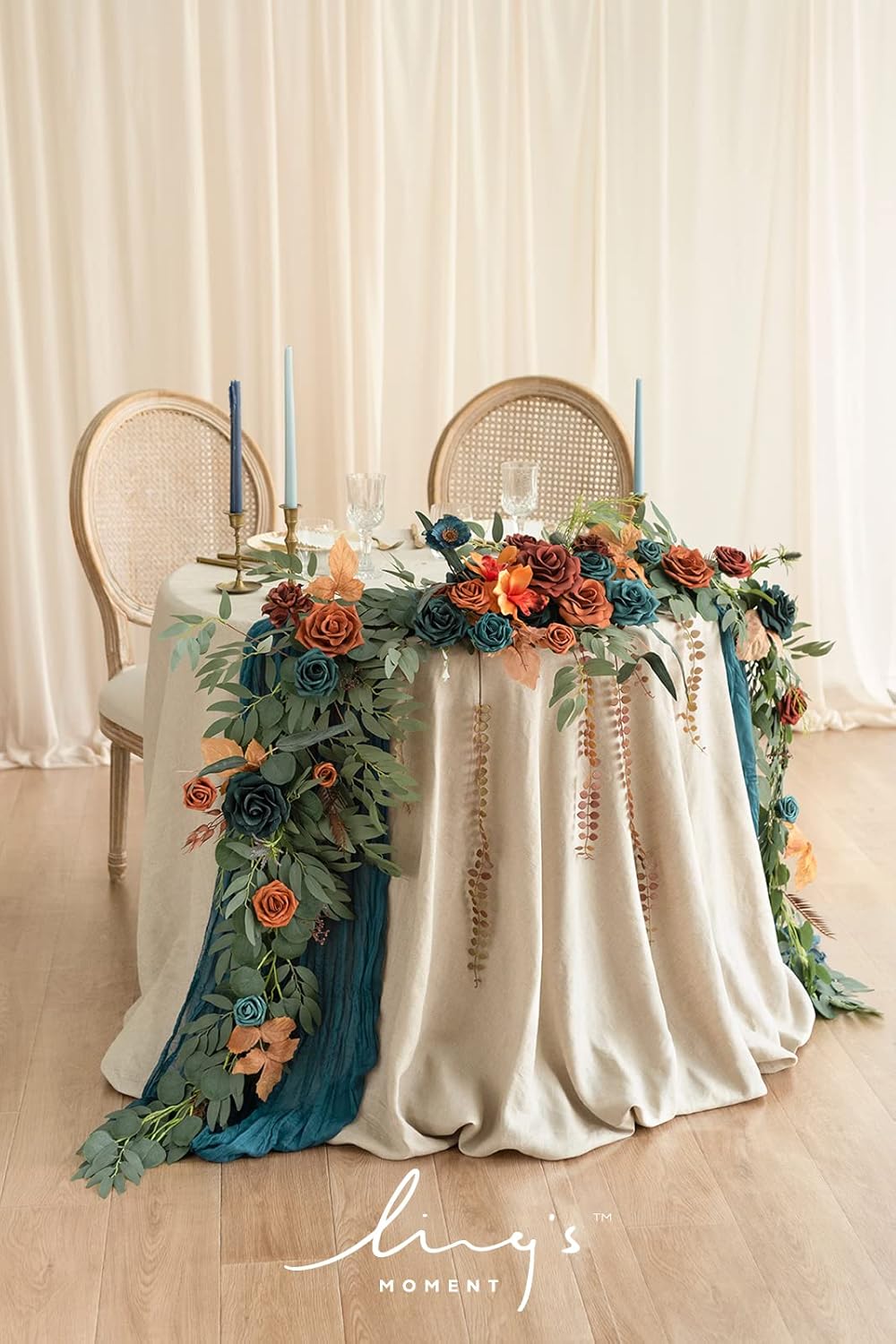Ling's Moment 9FT Flower Garland for Backdrop Decoration - Fall Wedding Arch Flowers, Eucalyptus &