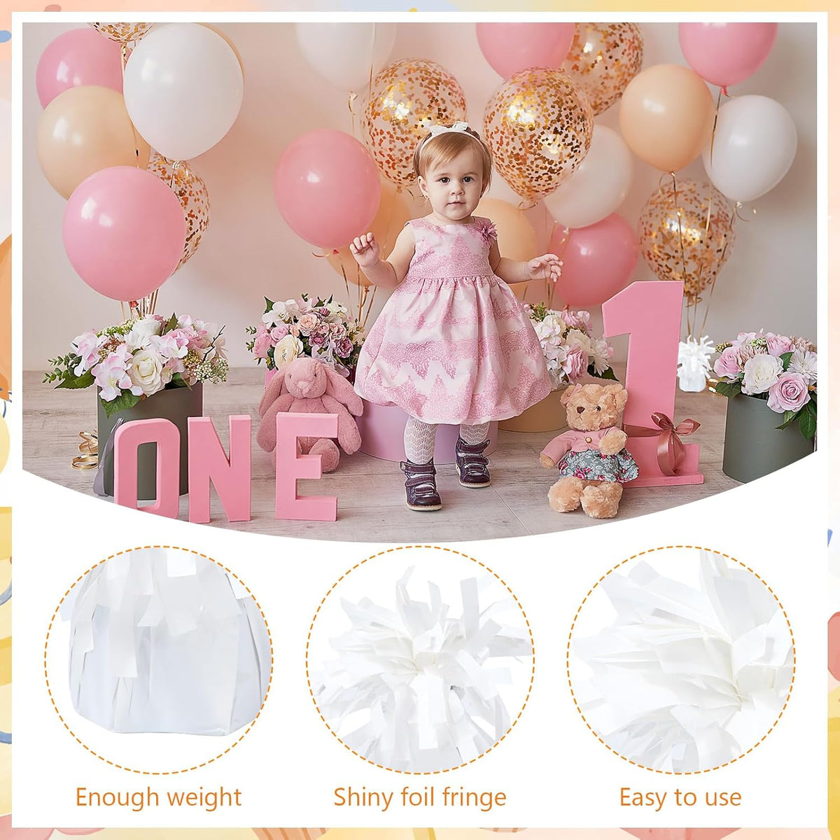 8 Pcs White Metallic Balloon Weights Holder Anchors Balloon Holder Weights for Helium Balloons