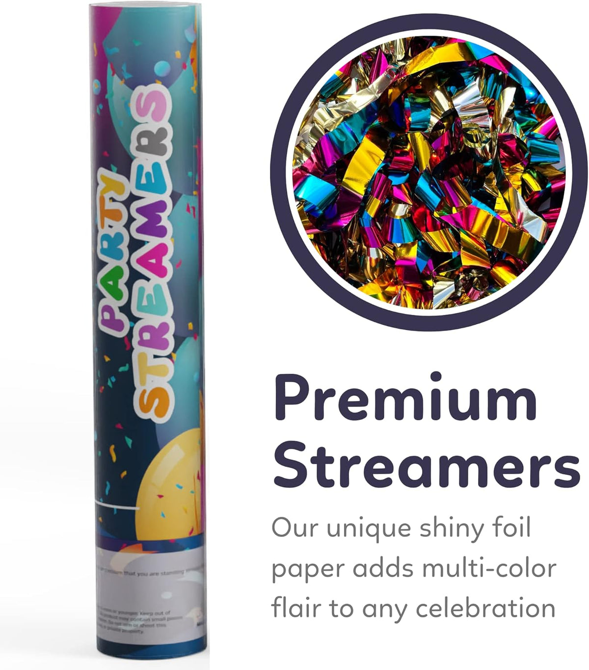 No Mess Streamer Confetti Cannon Party Poppers | 2 Pack | Multicolor Streamers | Glitter Bomb