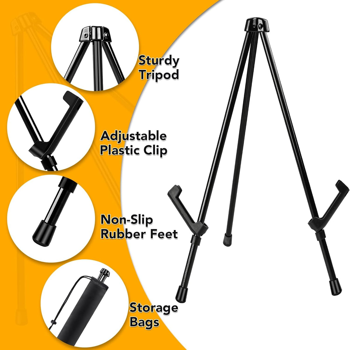 AROIC 6 pack 14'' Tabletop Easels, Black Steel Table Top Easels for Display, Adjustable Portable