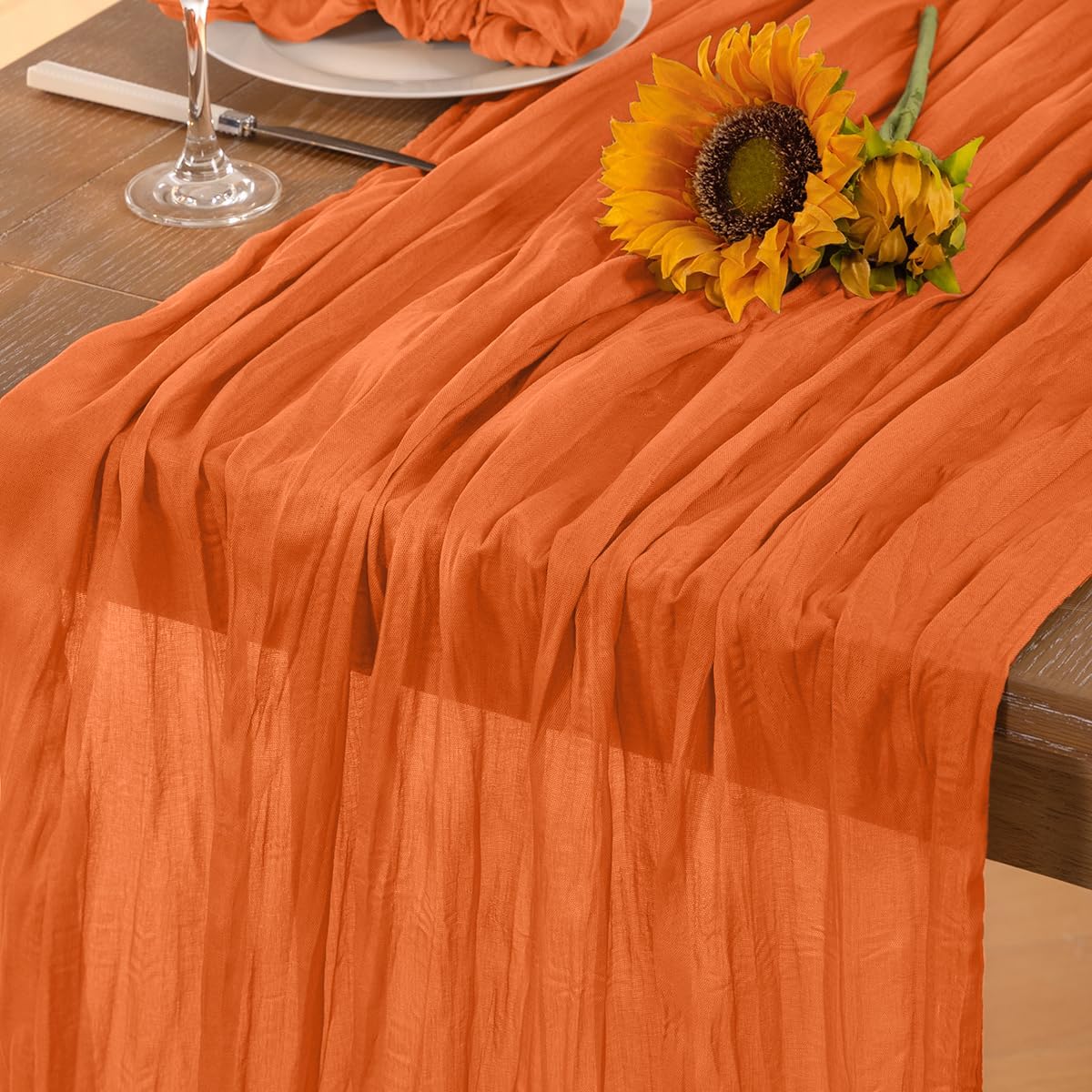 Orange Cheesecloth Table Runner 4 Pack Halloween Orange Table Runners Boho Gauze 120 Inches Cheese