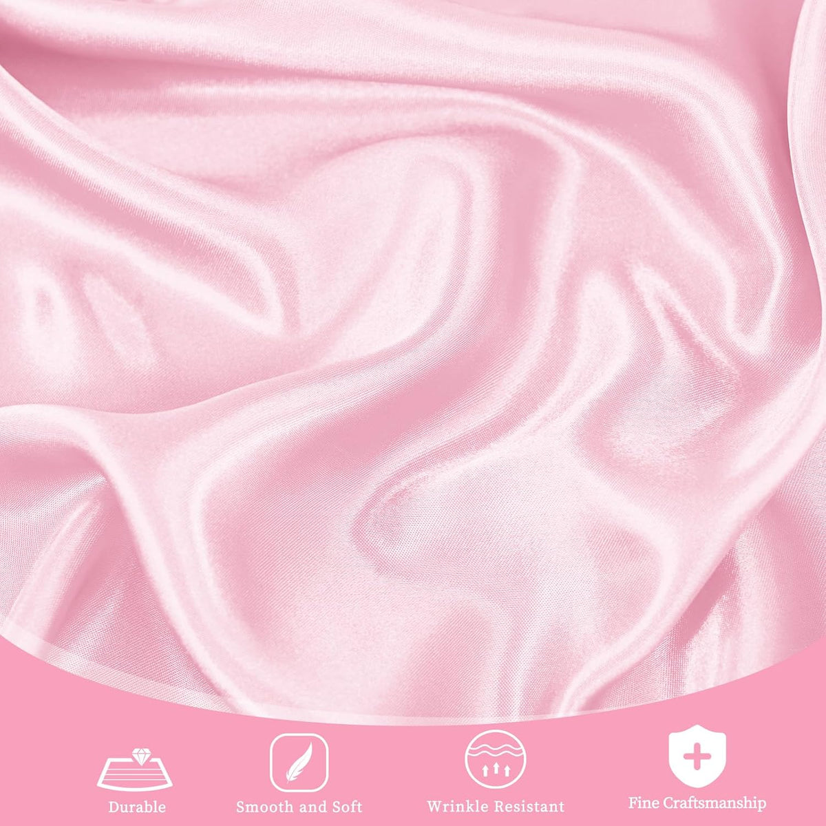 fani 12 Pack 120 Inch Light Pink Satin Tablecloth - Silky Round Tablecloth Overlay Smooth Fabric