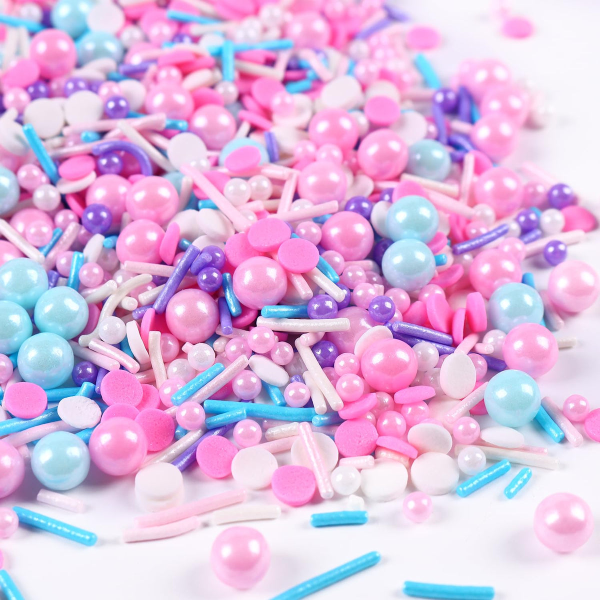 Edible Pink Sprinkle for Cake Decorating, Pink Blue Pearl Sprinkles, Jimmy Sprinkles, Perfect for
