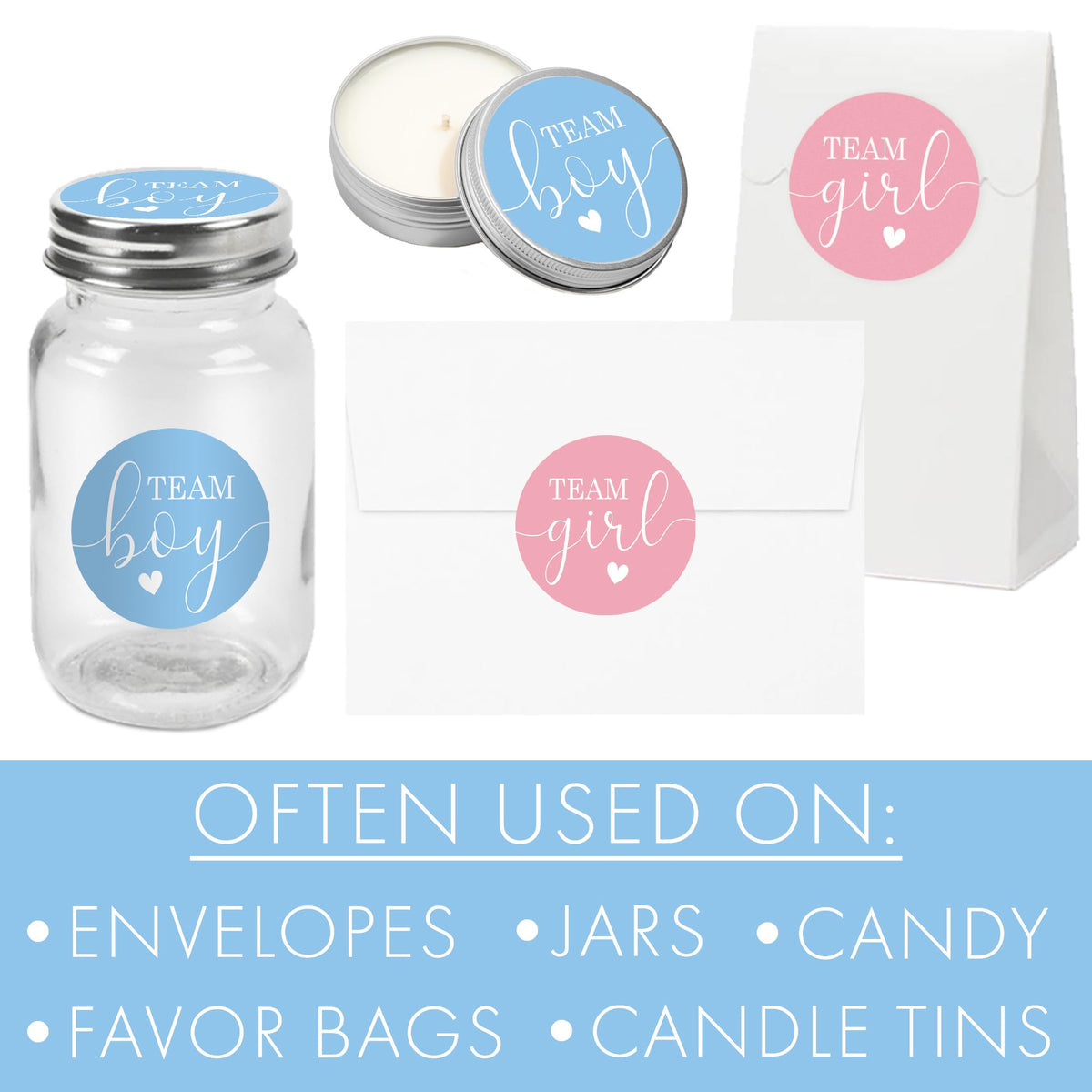Pink or Blue Gender Reveal Stickers, 40 Count