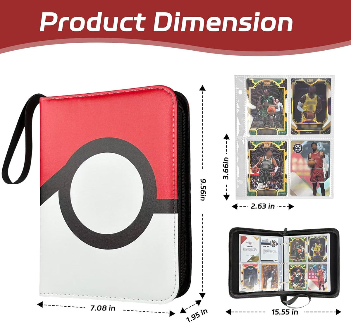 440 Pockets Card Binder, Portable Trading Card Binder with 55 Removable Sleeves, Waterproof Card