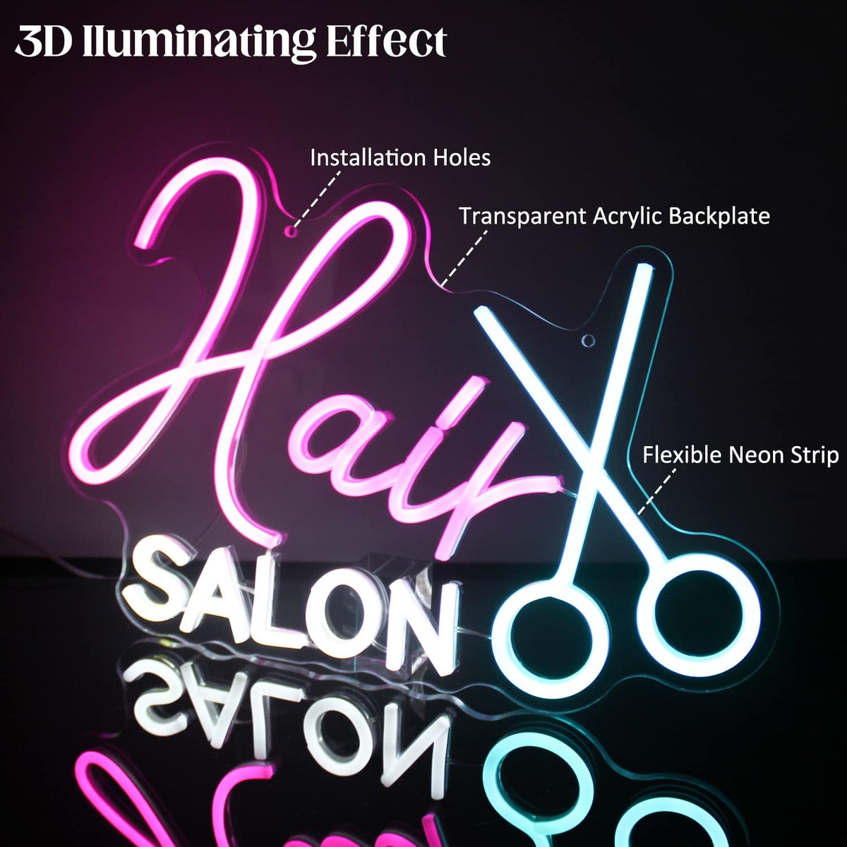 Hair Salon Neon Sign Barber Neon Light Salon LED Signs for Wall Haircut Neon Lights Signs for
