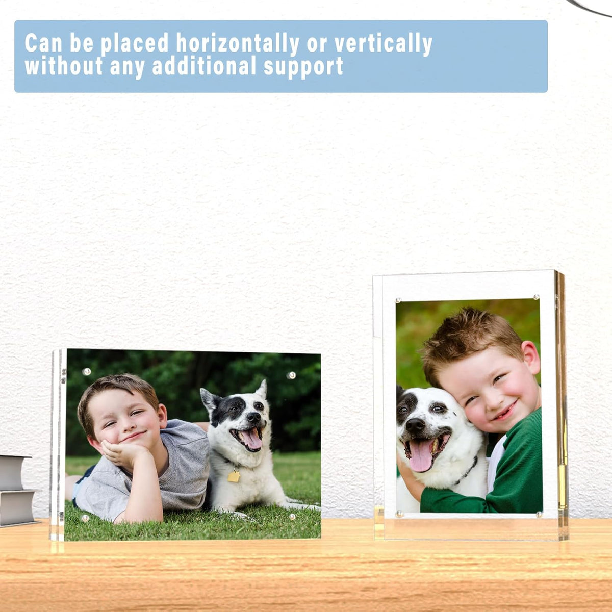 HELPLEX Acrylic Frame, 5 Pack 3.5x5 Acrylic Picture Frames, 20mm Thicker Frameless Clear Frame