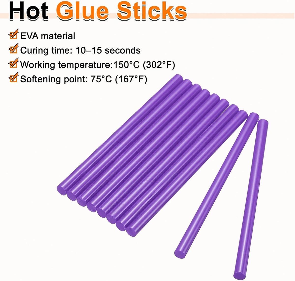 HARFINGTON 10pcs Hot Glue Sticks 0.43" Dia x 5.91" Long EVA Mini Hot Melt Adhesive Glue Stick for