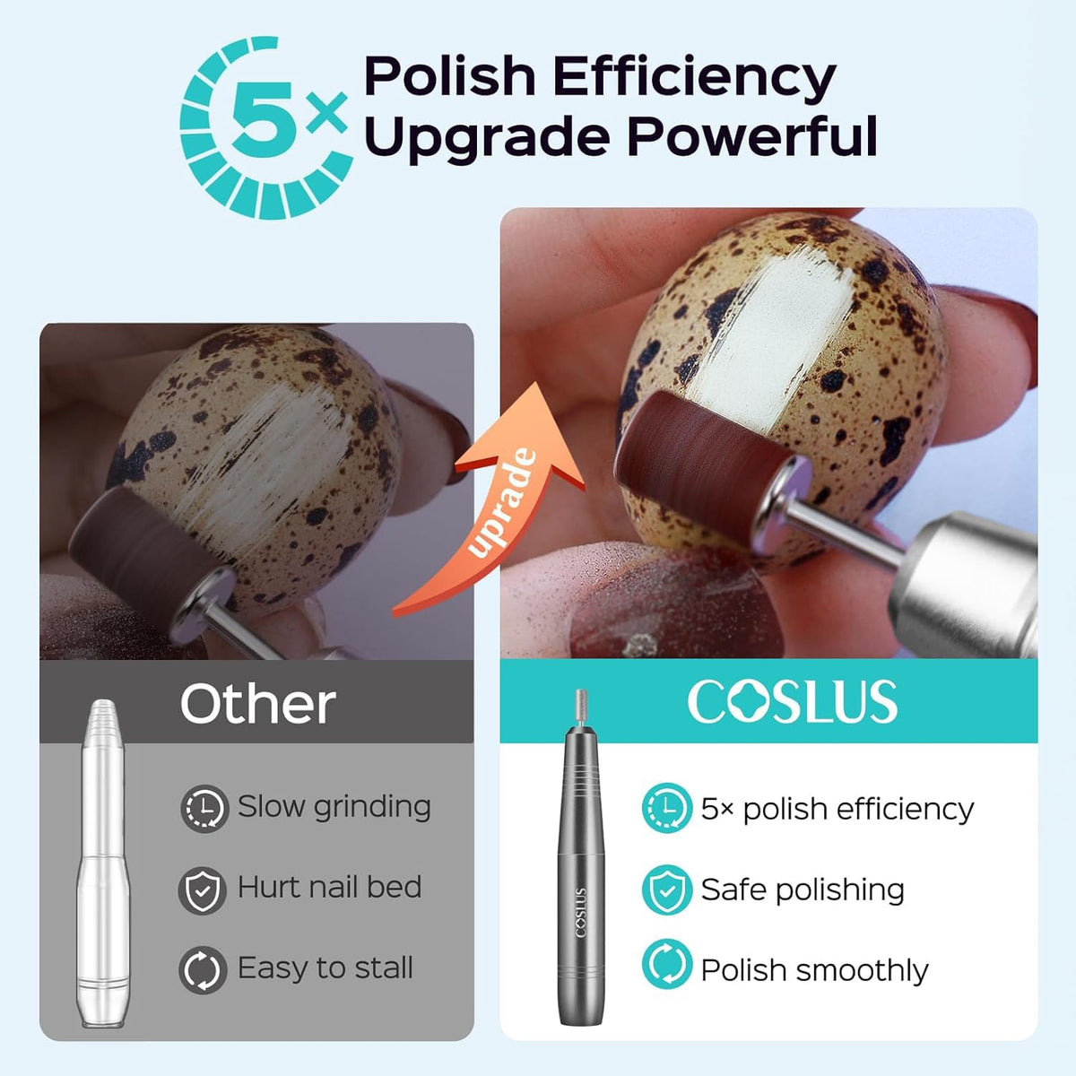 COSLUS Electric Nail Drill File Professional: for Acrylic Gel Dip Powder Nails Portable Nail Drill