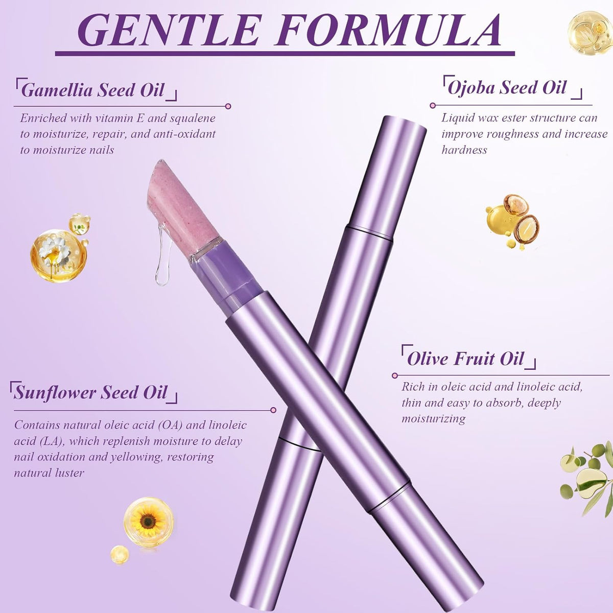 3-in-1 Cuticle Oil Pen, Cuticle Pusher Nail Oil Pen with Rotating Design, Nail Care Pen, Nail