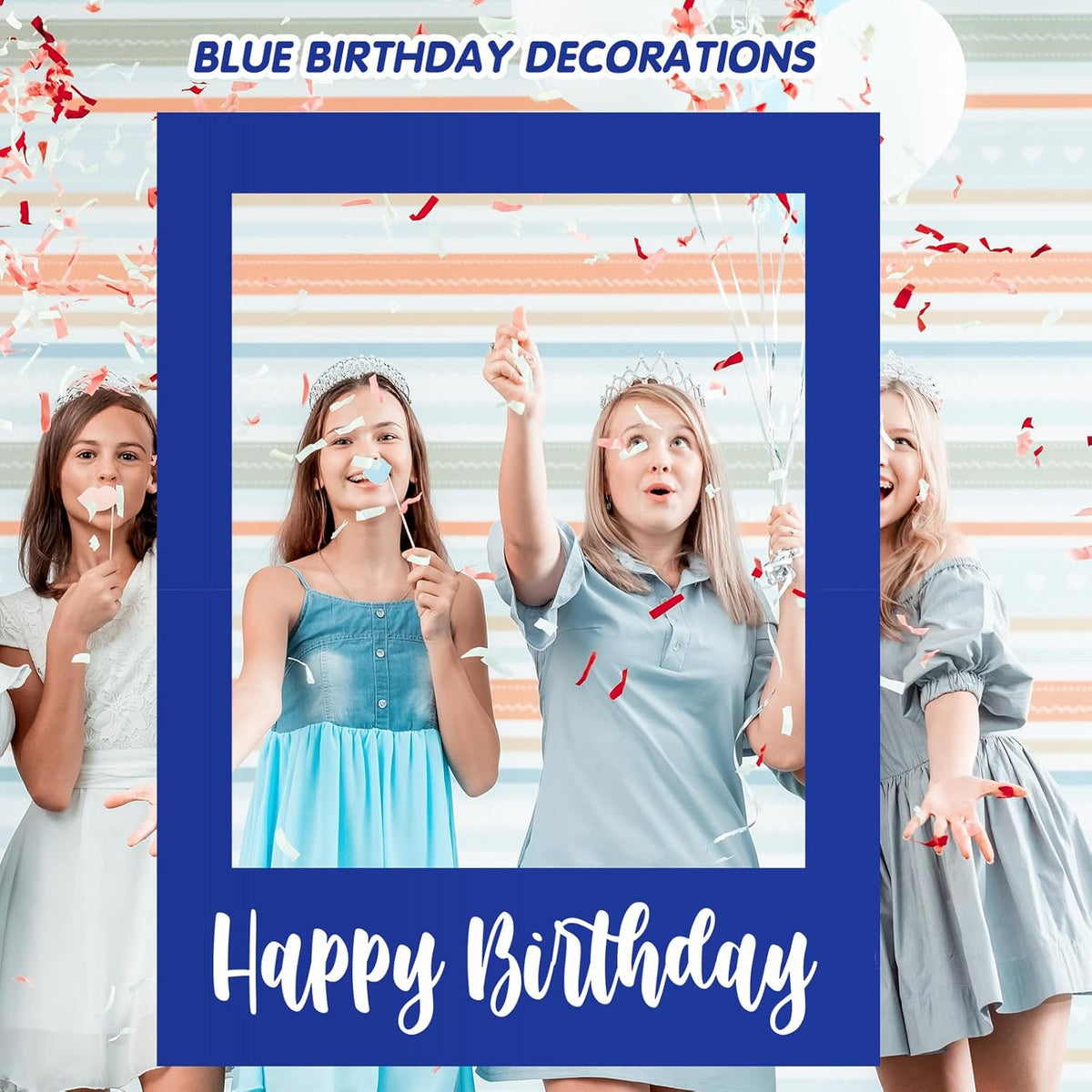 32 x 24 Inch Large Photo Booth Props Picture Frame Happy Birthday Party Frame DIY Cutouts Photo