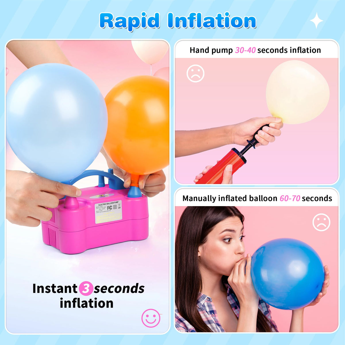 NuLink Electric Portable Dual Nozzle Balloon Blower Pump Inflation for Decoration, Party, Sport