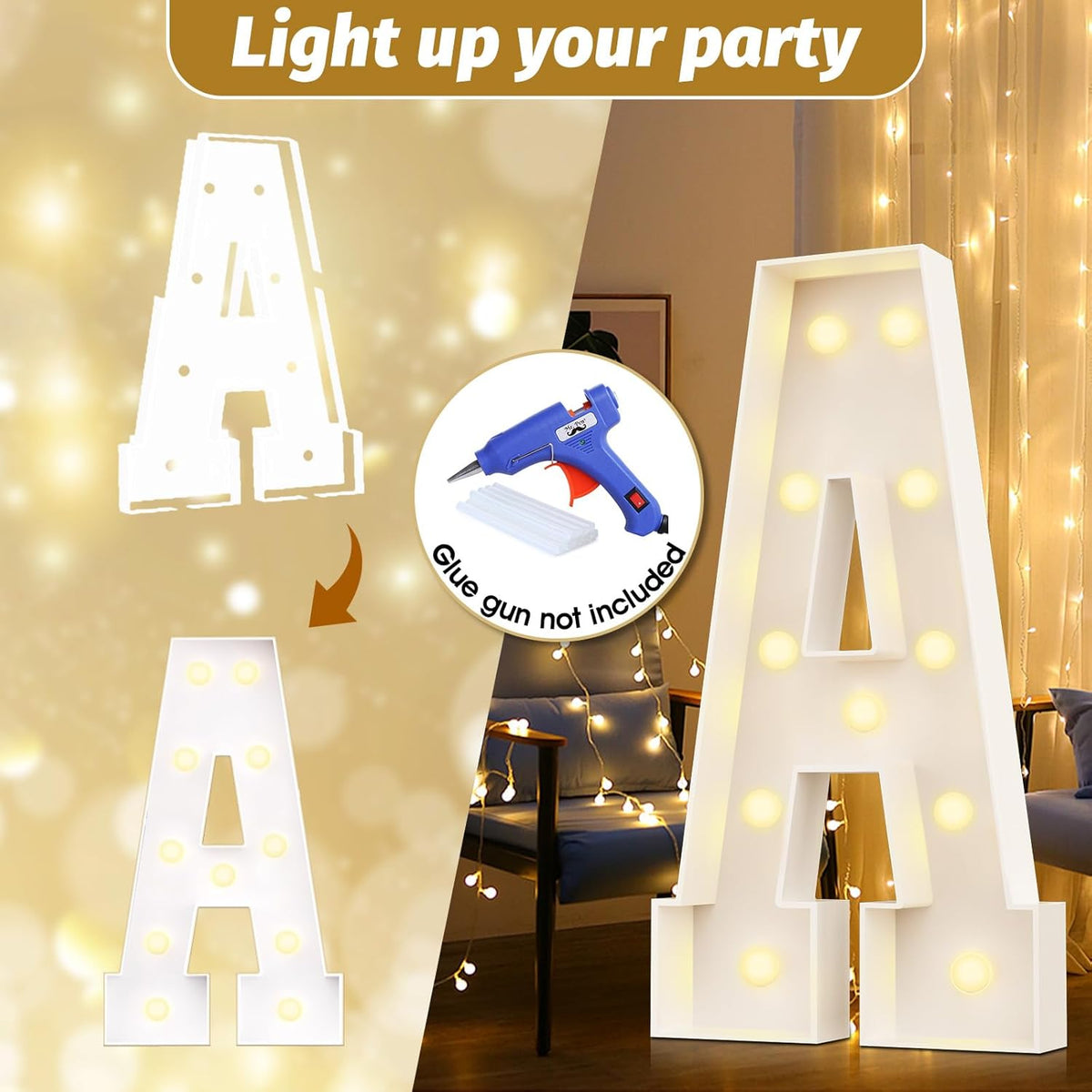 Ledido 4FT Marquee Light Up Letters Large Light Up Letters for Party Decoration, Marquee Letter for