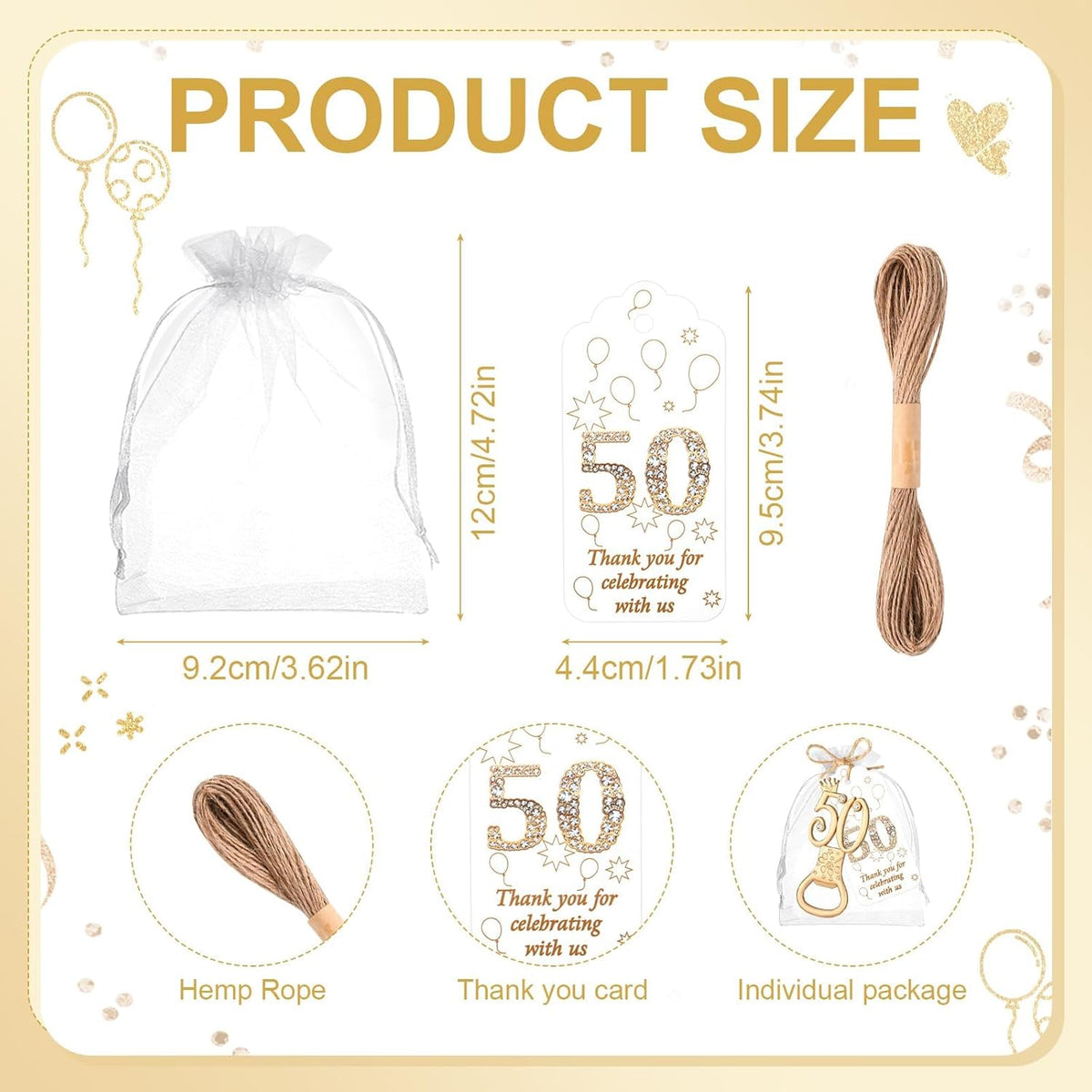 50Pcs 50th Birthday Bottle Opener Set 50th Birthday Party Favors 50th Golden Bottle Openers