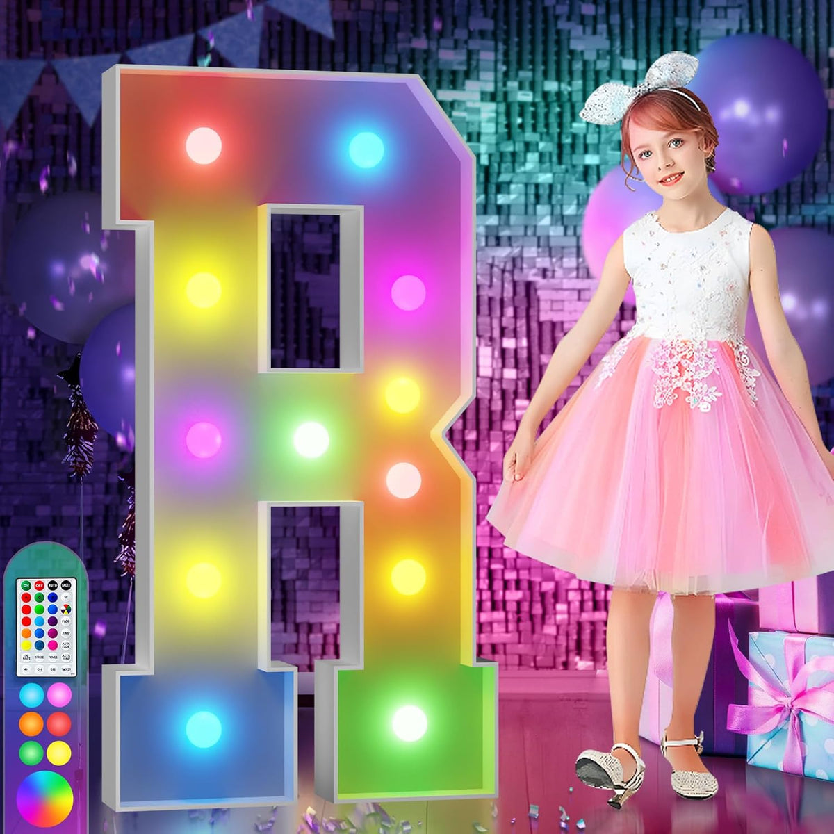 imprsv 4FT Colorful Marquee Light Up Letters R, 18 Colors Light Up Letters Alphabet Sign with
