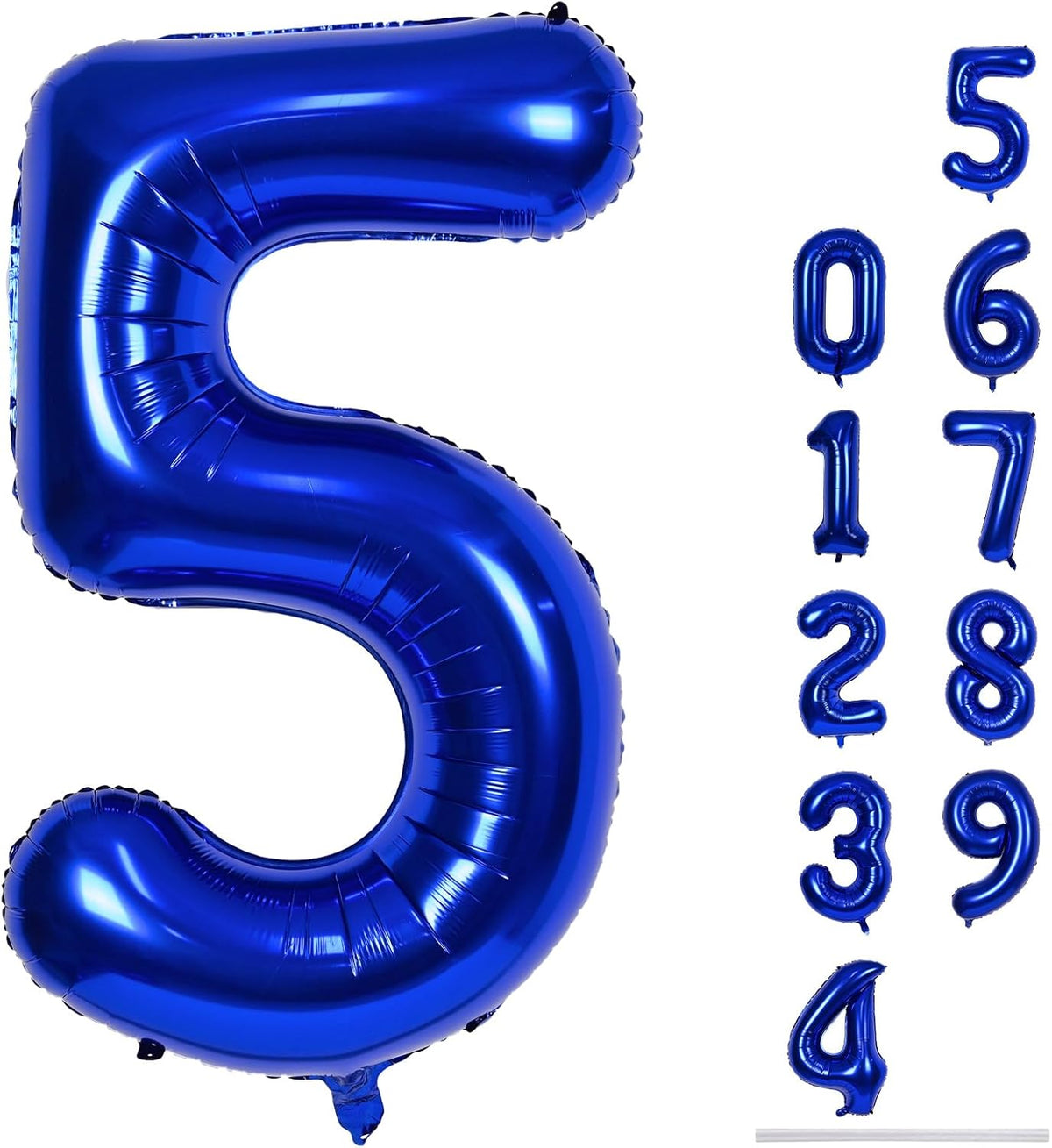 Navy Blue 5 Balloons, 40" Giant Helium Foil Number 0-9 Dark Blue Birthday Balloon for Boys, Self