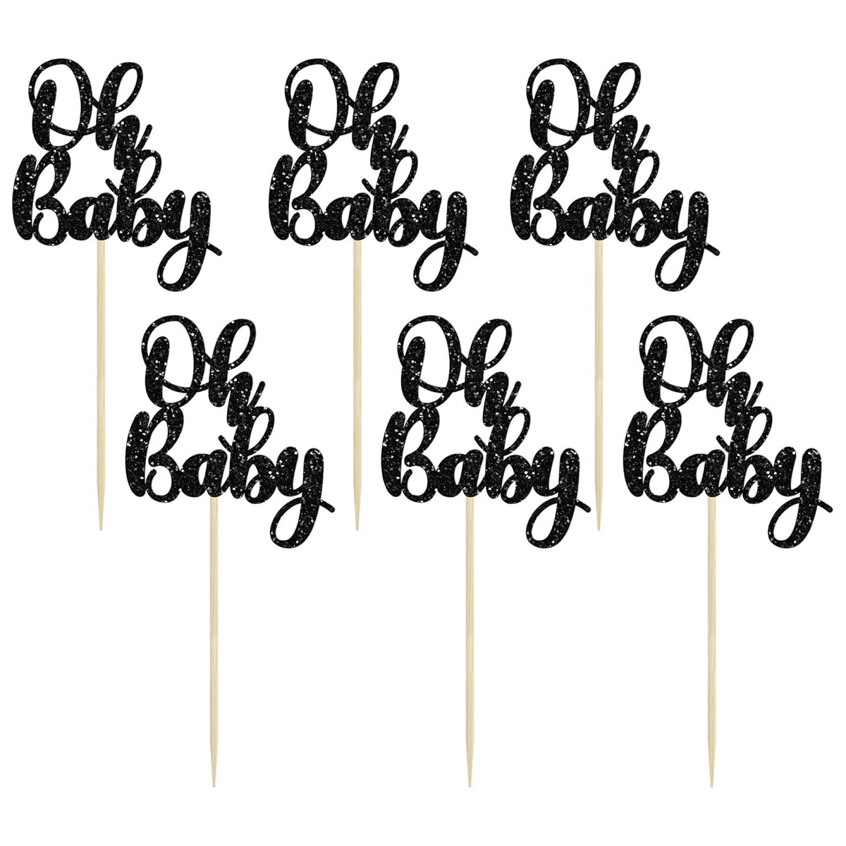 Gyufise 36Pcs Oh Baby Cupcake Toppers Glitter Baby Shower Cupcake Picks Oh Baby Cake Decorations