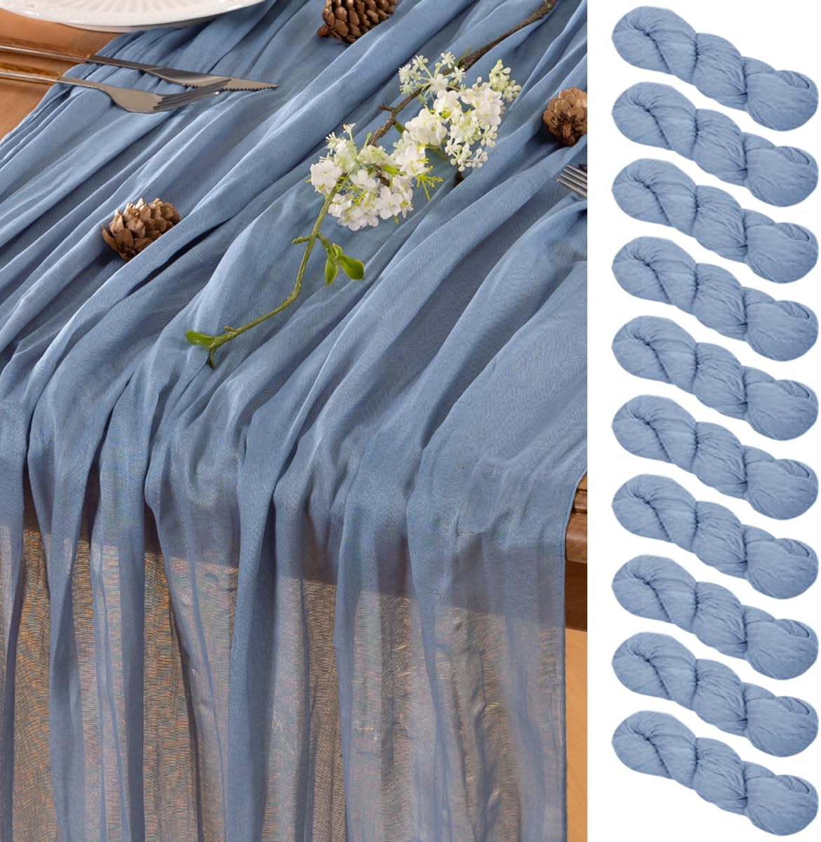 Dusty Blue Table Runner Cheesecloth Table Runner 10 Pack 10FT Farmhouse Table Runners 120 Inches