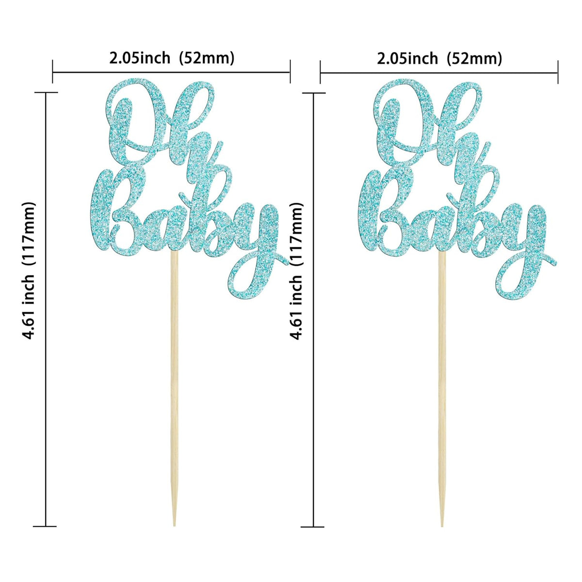 Gyufise 36Pcs Oh Baby Cupcake Toppers Glitter Baby Shower Cupcake Picks Oh Baby Cake Pick for Baby