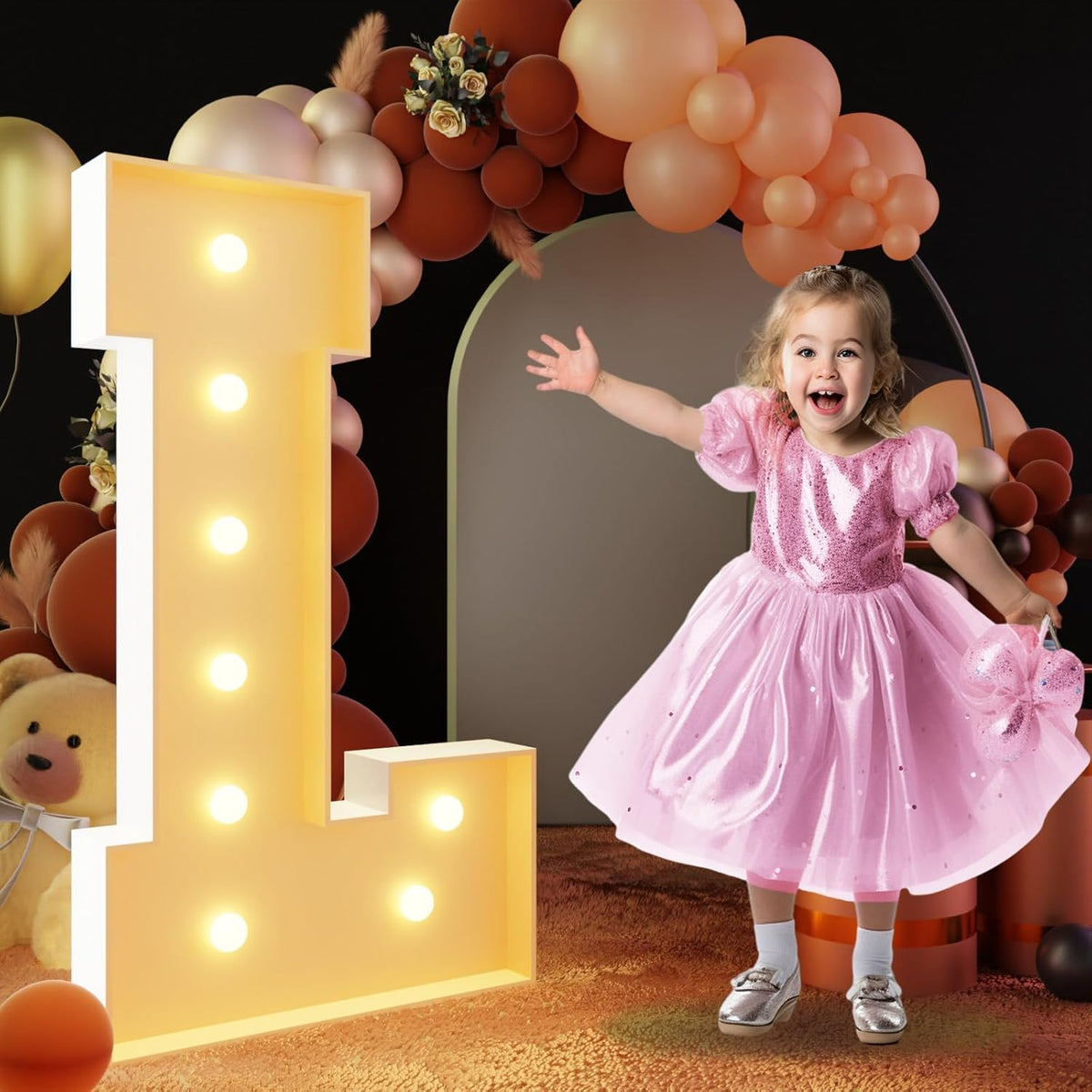 imprsv 3FT Block Marquee Letters Light Up Letters for Birthday Baby Shower Party Backdrop Decor