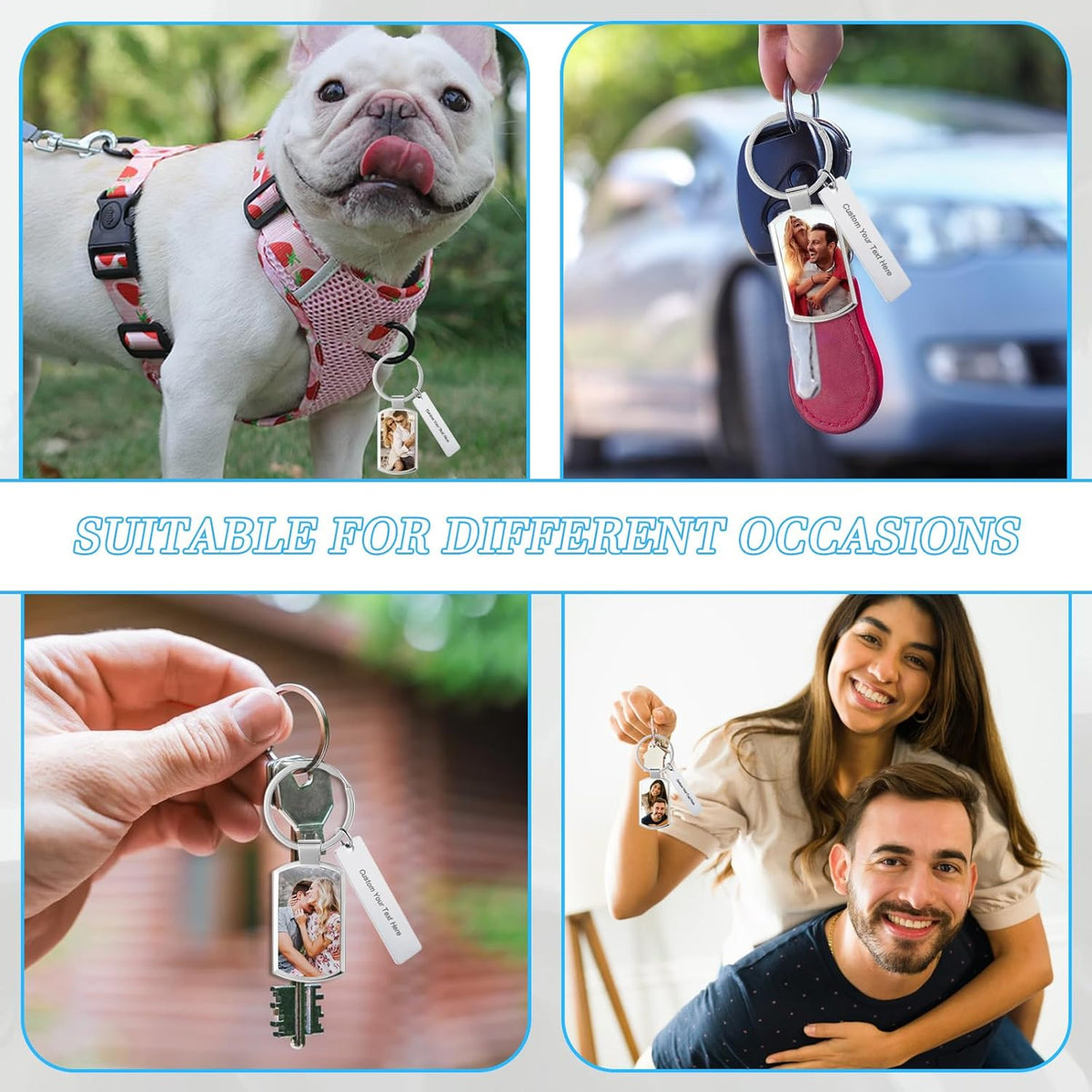 Custom Keychain with Picture Double-sided Personalized Photo Text Keychain, Gift for Anniversary