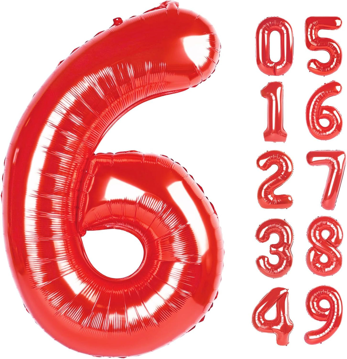 Number Balloon 40 Inch Red 6 Balloon, Red Numbers Six 6 Birthday Balloon Party Supplies, 6 16 26 36