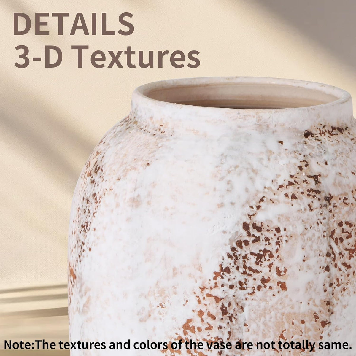 Large Rustic Vase for Flowers,13.8'' White Farmhouse Ceramic Vases for Home Decor, Minimalist