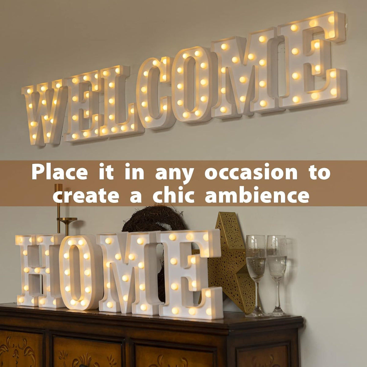 LED Marquee Letters Lights Sign-M, HXWEIYE Led Letters Lights 26 Alphabet, Light Up Number 0-9