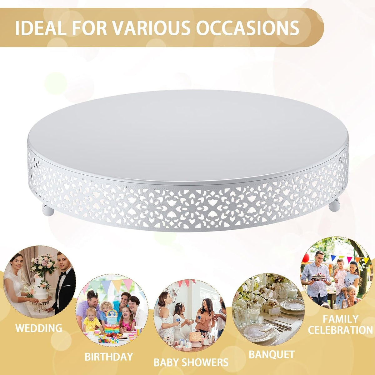 Wenqik Cake Stand 14 Inch Round Metal Cupcake Dessert Wedding Cake Stand Cookies Display Holder