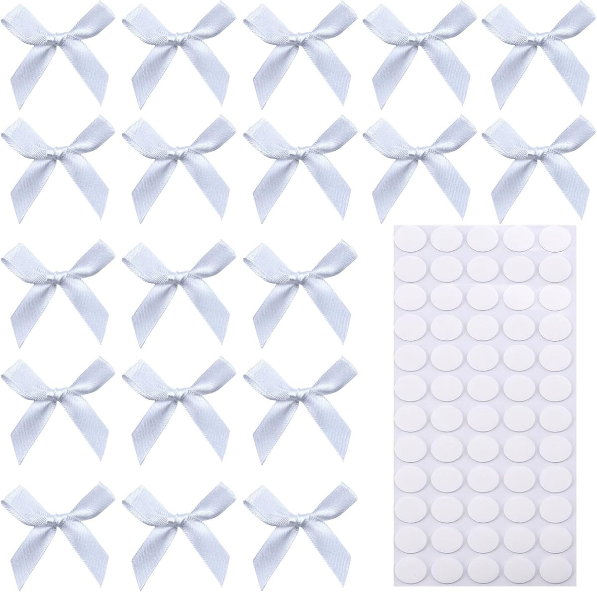 60pcs 1.7" White Mini Ribbon Bows Decor – Small DIY Satin Bows for Crafts, Little Bows for Gift